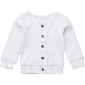 Infant Baby Girl Winter Clothes Long Sleeve Knitted Sweater Solid Plain Button Down Outerwear Cardigan