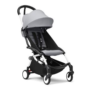 Stokke YOYO3 Stroller from 6 Months - Includes White Frame/Black Seat Cushion + Canopy - Folds in & Out in a Flash - Light & Compact - Carry-On Compatible
