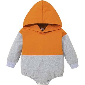 Girls Sweaters Infant Boys Girls Autumn Winter Long Sleeve Patchwork Hooded Romper 0-24 Months