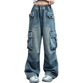 Girl Leggings Size 8 Kids Girl Y2K Jeans Toddler Baggy Jeans Wide Leg Cargo Pants Baby Girls Long Sleeve Pants 16