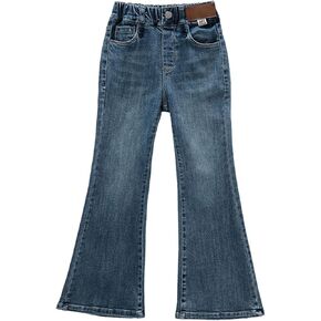 Cat Girls Baby Girls Basic Flare Jeans Kids Fit Denim Pants Vintage Stretch A Line Plain Washed Pants for Size 8