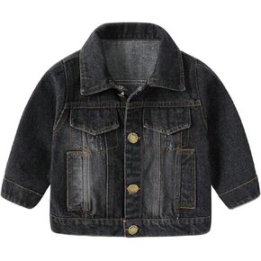 Toddler Baby Boys Girls Hoodie Denim Jackets Button Down Trucker Jeans Top with Pockets Fall Long Sleeve