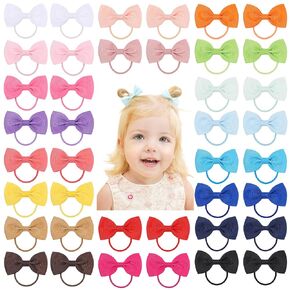 Jollybows Hair Hair Ries 40pcs 2.75 "أقواس الشعر علاقات الشعر مع أشرطة مطاطية ملحقات الشعر للرضع الصغار شعر ناعم