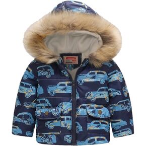 Toddler Girl Quilted Coat Kids Coat Winter Baby Jacket Girls Hooded Prints Toddler Outwear down Winter Coats for Girls