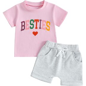 Infant Baby Girl Clothes Short Sleeve Letter Print T-Shirt Tops and Shorts 6 12 18 24M 2 3T Toddler Summer Outfit