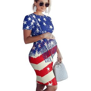 Maternity Summer Dress Midi Length Maternity Nursing Dress Short Sleeve Pregnancy Dress Pullover Bodycon Dresses