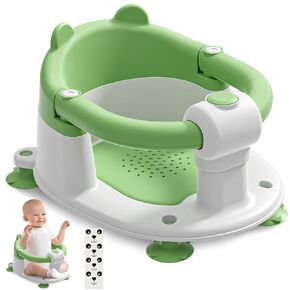 Baby Bath Seat for Babies 6 Months & up, Non-Slip Toddler Bath Seats for Babies Sitting Up, Safe Infant & Newborn Bathtub Chair with 4 Suction Cups & Soft Cushion & Stickers for Shower,Blue