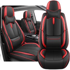 5 Full Seat Covers for Kia Forte 2010-2025, Premium Nappa Leather Seat Cover, Fully Wrapped Protect Modern Style Seat Cover (5-Seat Standard, Beige & Brown)