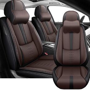 5PCS Premium Leather Seat Covers for Honda Cars, Fits 96% of Models, Waterproof, Stain-Resistant Car Seat Protectors（Black&Blue-Deluxe）
