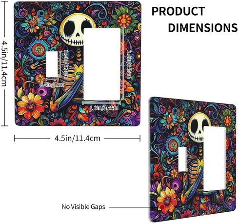 Decorative Switch Plates Funny Cute Cartoon Cat Floral Colorful Flower 2 Gang Double Toggle Outlet Light Switch Cover Wall Plate Electrical Faceplate For Kids Room Nursery Decor in Saudi Arabia