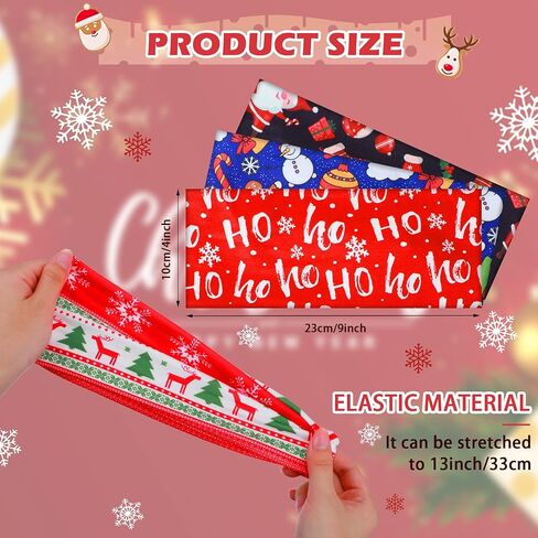 MTLEE 12 PCS Christmas Stretchy Headbands for Women Christmas Hair Accessories Non Slip Head Wrap for Women Girls Xmas Party (Stylish Pattern) in Saudi Arabia