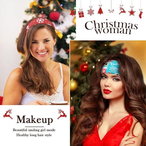 MTLEE 12 PCS Christmas Stretchy Headbands for Women Christmas Hair Accessories Non Slip Head Wrap for Women Girls Xmas Party (Stylish Pattern) in Saudi Arabia