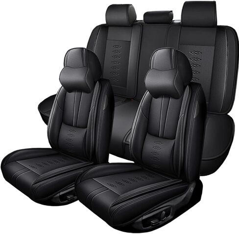 أغطية المقعد الأمامي لـ Land Rover Range Rover 2006-2024 2025 ، غطاء مقعد السيارة الجلدي ، أغطية وسادة مقعد ناعمة مع وسادة هوائية ، حماة مقاعد السيارات المقاومة للماء لـ Range Rover (Black ، Deluxe) in Kuwait