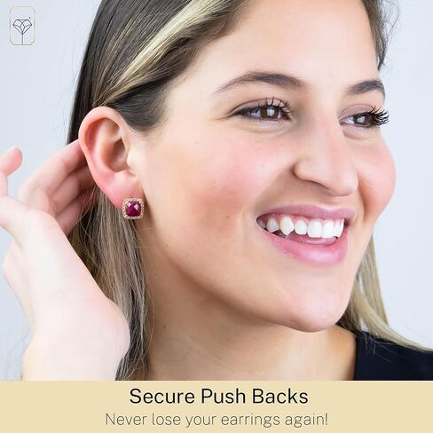 4 قيراط. أقراط من الأحجار الكريمة على شكل وسادة للنساء من الذهب عيار 18 قيراطًا على الفضة الإسترليني | أقراط من الذهب الحقيقي للنساء مع التوباز الأبيض | أقراط جوهرة الميلاد الكبيرة للنساء من MAX + STONE in Kuwait