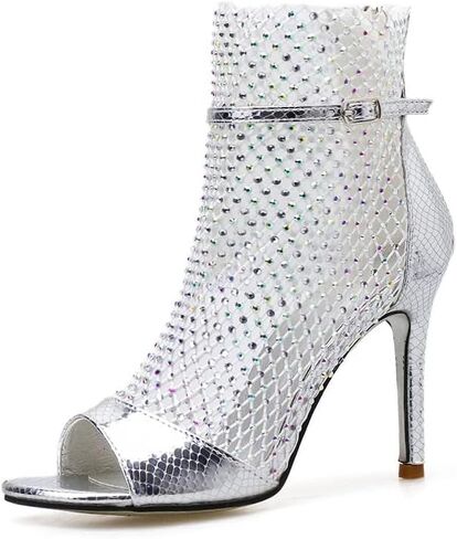 Azmodo حذاء حريمي مصارع مرصع بأحجار الراين مزين بالكريستال وكعب ستيليتو حذاء مفتوح من الأمام صنادل بكعب الكاحل للسهرات in Kuwait