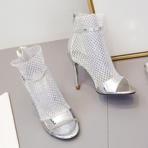 Azmodo حذاء حريمي مصارع مرصع بأحجار الراين مزين بالكريستال وكعب ستيليتو حذاء مفتوح من الأمام صنادل بكعب الكاحل للسهرات in Kuwait