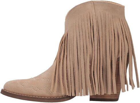 Dingo Womens Tankles Fringe Fringe Assorized Toe Pointed Toe On على أحذية غير رسمية في الكاحل High Heel 3 "& Up - Black in Kuwait