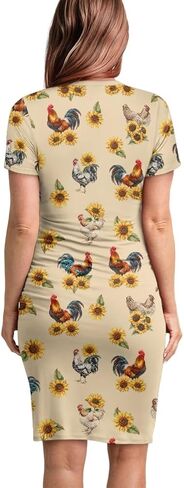 Maternity Summer Dress Midi Length Maternity Nursing Dress Short Sleeve Pregnancy Dress Pullover Bodycon Dresses in Kuwait