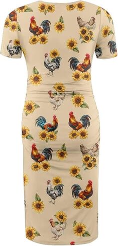 Maternity Summer Dress Midi Length Maternity Nursing Dress Short Sleeve Pregnancy Dress Pullover Bodycon Dresses in Kuwait