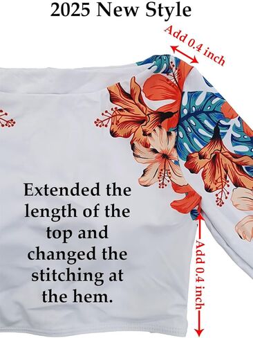 Women Long Sleeve Crop Top Two Piece Bikini Swimsuit Sets Floral Rash Guard Bathing Suit in Kuwait