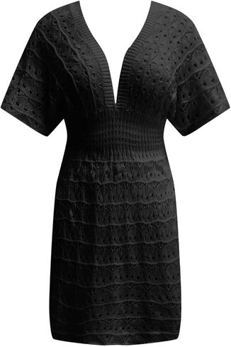 Deep V Vech Beach Skirt Pattern Hollow Beach Skirt مرنة الخصر بيع غطاء استحمام الأمومة الشاطئ in Saudi Arabia
