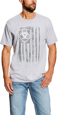 Ariat Men's Ariat Western Vertical Flag T-Shirt - Military Heather, Medium in Kuwait
