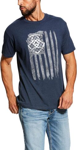 Ariat Men's Ariat Western Vertical Flag T-Shirt - Military Heather, Medium in Kuwait