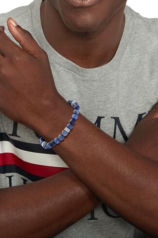 Tommy Hilfiger Men's Jewelry Stainless Steel, Black Lava Bead and Black Elastic Rope Stone Bracelet, Color: Black (Model: 2790435) in Saudi Arabia
