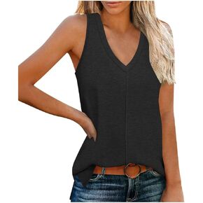 Tank Top for Women Casual Summer V Neck Sleeveless Tee Lightweight Shirt Basic Trendy Beach Vacation Outfits Clothes
