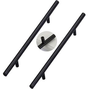 Wardrobe Door Handles,2pcs Aluminum Alloy Drawer Handles Black T Bar,Cupboard knockers Bedroom Knob Knobber for Dresser,Furniture Hardware(Hole Distance 128mm)