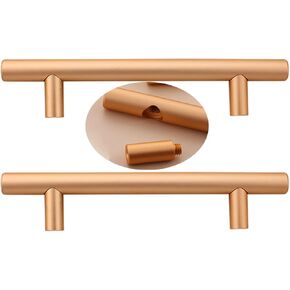 Wardrobe Door Handles,2pcs Aluminum Alloy Drawer Handles Rose Gold T Bar,Cupboard knockers Bedroom Knob Knobber for Dresser,Furniture Hardware(Hole Distance 510mm)