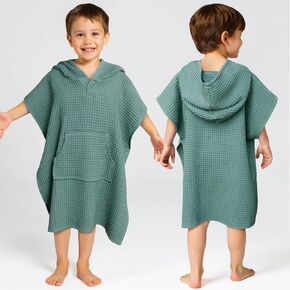 منشفة شاطئ شاطئ Hooded Kids - منشفة ناعمة للرضع للأطفال والطفل - منشفة قطنية بسكويت وافل خفيفة الوزن تستر على الشاطئ والحمام والاستحمام