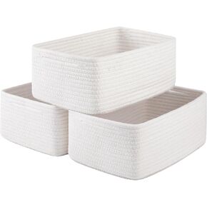 3 Pack Small Storage Baskets for Organizing, Cute Woven Decorative Gift Baskets for Shelves, Mini Closet Organizer Bins with Handles, 11.81''Lx7.87''Wx4.72''H-Brown