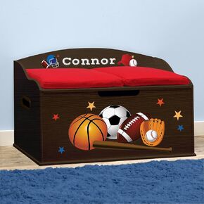 Dibsies Personalized Creative Wonders Toy Box ، Sports ، 30 × 19.25 × 18 بوصة ، غطاء ناعم (أزرق)