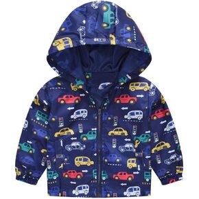 Kids Baby Windproof Coat Hooded Print Zipper Toddler Boys Autumn Jacket Boys Coat&Jacket Kids Jacket