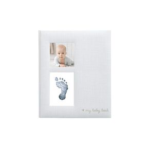 Kate & Milo Linen Baby Book, First 5 Years Memory Book, Newborn Milestone Journal, Baby Boy and Baby Girl Keepsake, White and Gold