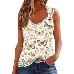 Womens Tank Tops V Neck Cut Out Ring Keyhole Tunic Tops Sleeveless Print Basic Tee Fashion Summer T Shirts