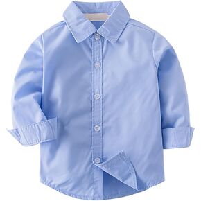 Athletic Undershirt Infant Boys Fall Winter Solid Color Long Sleeve Gentleman's Shirt with Lapel Collar and Fruit