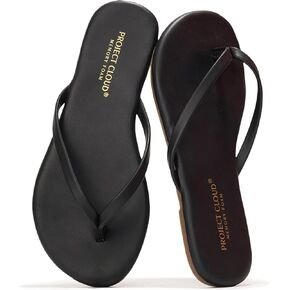 Project Cloud Leather Girls Sandals - Memory Foam Insole Kids Flip Flops - Lightweight & Slip Resistant Kids Sandals for Girls Footwear Summer Essentials (Little Foundations)