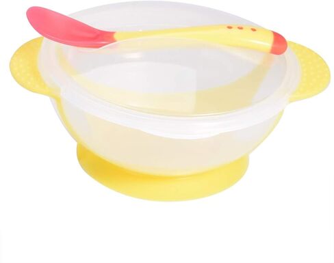 Suction Bowls for Baby, Children Slip Resistant Feeding Bowls with Sensing Spoon Cover for Home(Pink) in Saudi Arabia
