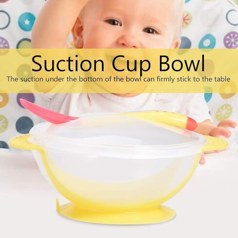 Suction Bowls for Baby, Children Slip Resistant Feeding Bowls with Sensing Spoon Cover for Home(Pink) in Saudi Arabia