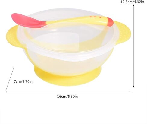 Suction Bowls for Baby, Children Slip Resistant Feeding Bowls with Sensing Spoon Cover for Home(Pink) in Saudi Arabia