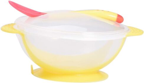 Suction Bowls for Baby, Children Slip Resistant Feeding Bowls with Sensing Spoon Cover for Home(Pink) in Saudi Arabia
