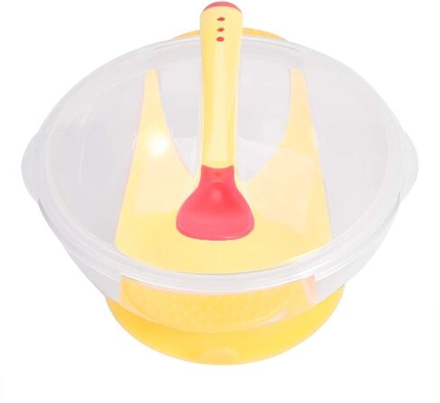 Suction Bowls for Baby, Children Slip Resistant Feeding Bowls with Sensing Spoon Cover for Home(Pink) in Saudi Arabia