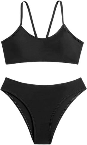 Women's Summer Sexy Beach Solid Color Tie Backless Bikini Split Swimsuit Set Bathing Suit Shorts Women Plus Size in Saudi Arabia
