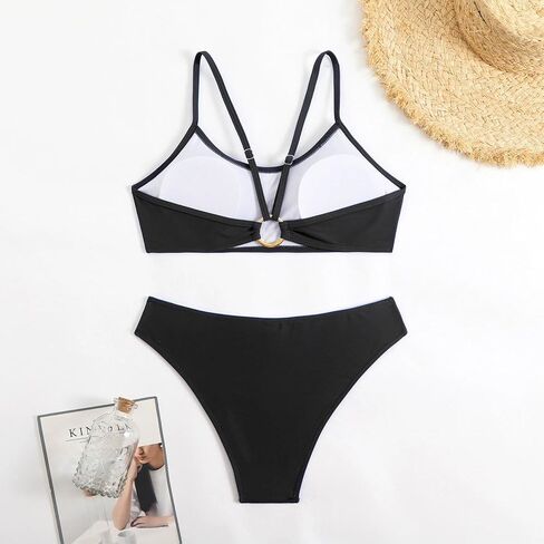 Women's Summer Sexy Beach Solid Color Tie Backless Bikini Split Swimsuit Set Bathing Suit Shorts Women Plus Size in Saudi Arabia