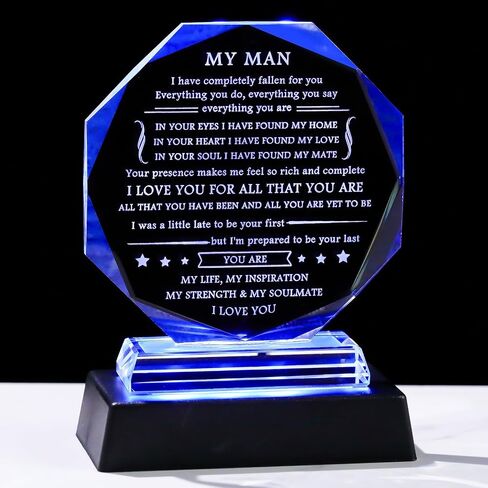 Movdyka to My Men هدايا تذكارية زجاجية له من الزوجة، هدايا عيد ميلاد للزوج، صديقها، هدايا فريدة من نوعها للذكرى السنوية المحفورة بالليزر لعيد الميلاد، هدايا فريدة له in Kuwait