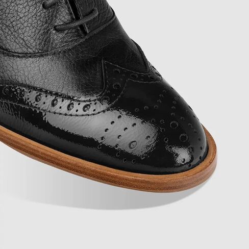 Fowt Women's Lace-Up Oxfords اللوز Toe Tee Mid Mid chunky Brogues Casual Insual Derby Saddle Shoes for Office Vacation Business US 4-16 in Kuwait