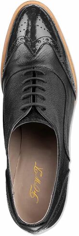 Fowt Women's Lace-Up Oxfords اللوز Toe Tee Mid Mid chunky Brogues Casual Insual Derby Saddle Shoes for Office Vacation Business US 4-16 in Kuwait