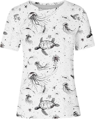 أوشن الحياة البرية للحياة البرية سلحفاة الرسوم البيانية للنساء قميص طباعة الحيوانات في هاواي صيف شاطئ قمم تي شيرت تي شيرت in Kuwait